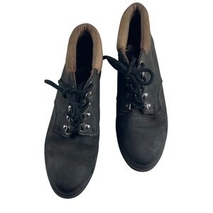 Timberland Women's Black Leather Ankle Boots Lace Up Lug Sole Casual‎ Shoes 10 M